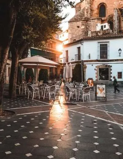 Plaza with bar in Spain